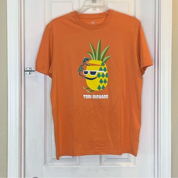 Tori Richard BRAIN DRAIN PIMA COTTON T-SHIRT in Apricot Size Medium - Picture 1 of 8